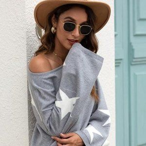Cozy Stars Print Sweater Top